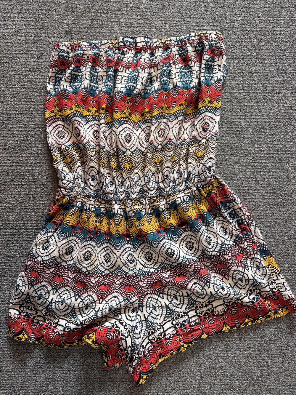 Angie Multicolor Printed Strapless Romper